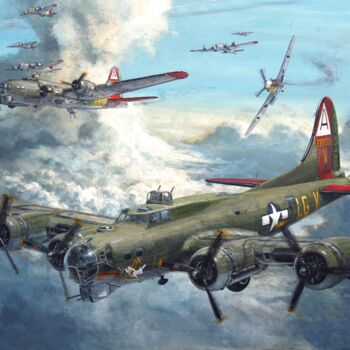 Painting titled "B17`s" by Łukasz Kasperczyk, Original Artwork, Oil