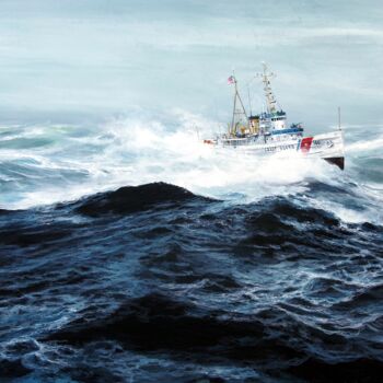 Ζωγραφική με τίτλο "ROUGH SEA" από Łukasz Kasperczyk, Αυθεντικά έργα τέχνης, Λάδι