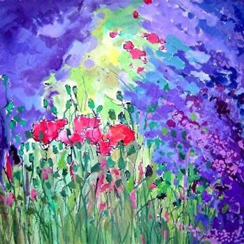 Peinture intitulée "Un champs d'été" par Catherine Suchocka, Œuvre d'art originale, Huile