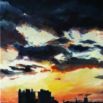 Peinture intitulée "Ciel de Paris" par Pascal Brachet, Œuvre d'art originale