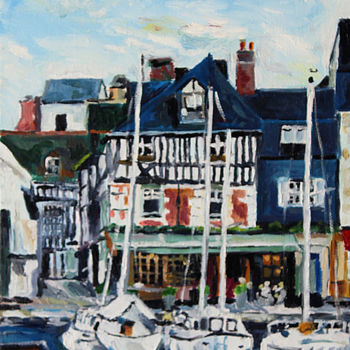 Peinture intitulée "Honfleur" par Pascal Brachet, Œuvre d'art originale, Huile
