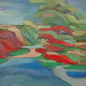 Peinture intitulée "paysage" par Bruno Leblais, Œuvre d'art originale, Huile