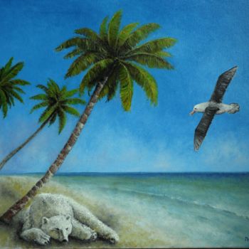 Painting titled "L'ours perdu / The…" by Marc Haumont, Original Artwork, Oil