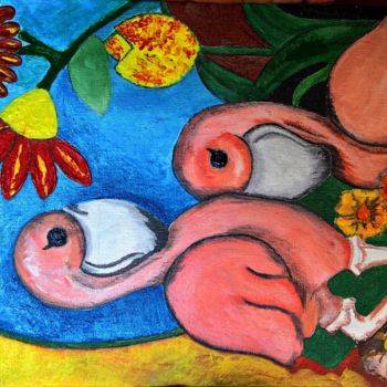Pittura intitolato "Fenicotteri" da Franco Fumo, Opera d'arte originale, Acrilico