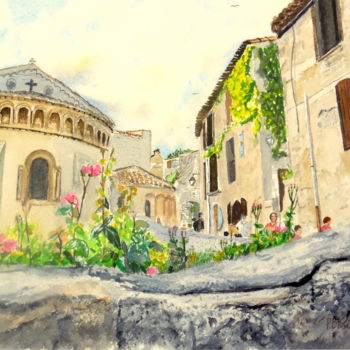 Peinture intitulée "Abbaye de st Guilhe…" par Patrick Bigeon, Œuvre d'art originale, Aquarelle