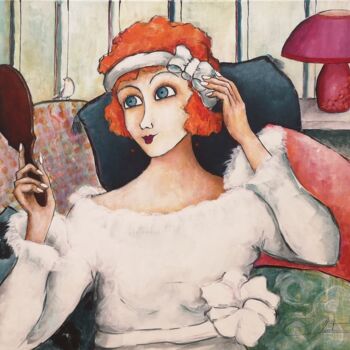 Painting titled "Bientôt prête" by Véronique Clanet, Original Artwork, Acrylic Mounted on Wood Stretcher frame