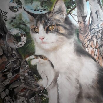 Peinture intitulée "Dans mon arbre perc…" par Manu Surreabulliste, Œuvre d'art originale, Huile