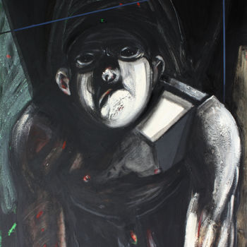 Schilderij getiteld "Pet" door Pribi, Origineel Kunstwerk, Olie