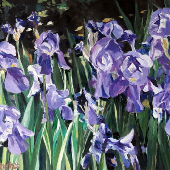 Ζωγραφική με τίτλο "Les iris" από Pascal Brachet, Αυθεντικά έργα τέχνης, Λάδι