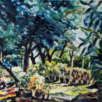 Ζωγραφική με τίτλο "Halte sur la route…" από Pascal Brachet, Αυθεντικά έργα τέχνης, Λάδι