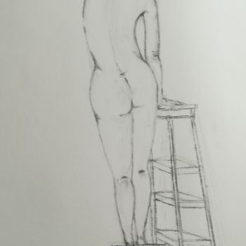 Dessin intitulée "Femme debout sur un…" par Lyphan, Œuvre d'art originale, Fusain