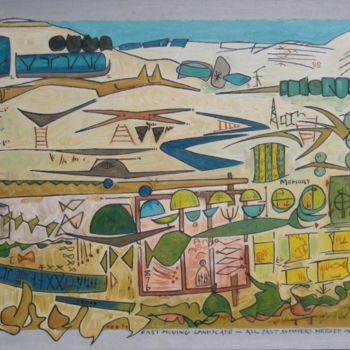 Malerei mit dem Titel "Fast Moving Landsca…" von Gerald Shepherd F.F.P.S., Original-Kunstwerk, Öl