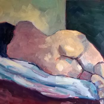 Painting titled "MODELE COUCHE DE DOS" by Joël Monnier, Original Artwork, Oil