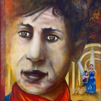 Painting titled ""Nino" 60x50 huile" by Gaëlle, Original Artwork, Oil Mounted on Wood Stretcher frame