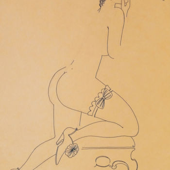 Zeichnungen mit dem Titel "Lady Bird" von Andrey Simakov, Original-Kunstwerk, Tinte