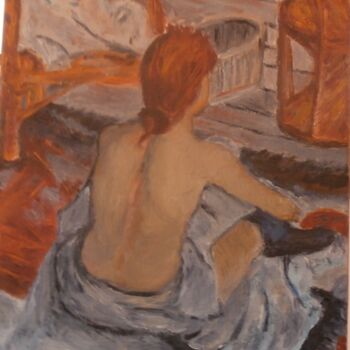 Peinture intitulée "femme-a-la-toilette…" par Bernard Brizoul, Œuvre d'art originale