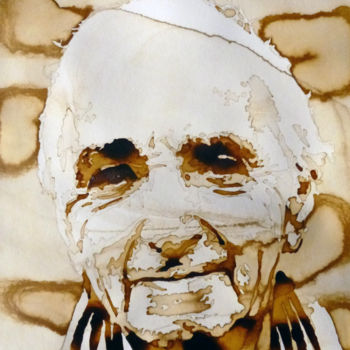 Painting titled "Charles Aznavour" by Joany Régibier, Original Artwork, Watercolor