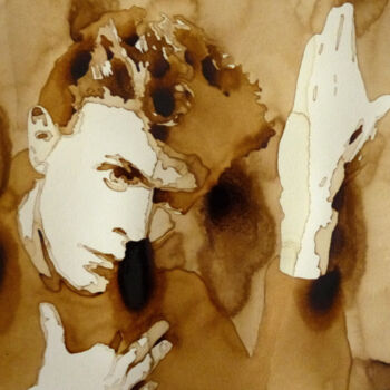 Painting titled "David Bowie" by Joany Régibier, Original Artwork, Watercolor