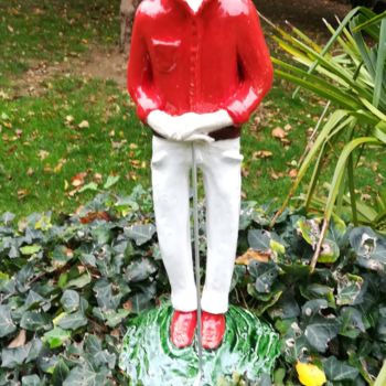 Sculpture titled ""LE GOLFEUR EN ATTE…" by Valerie Perron, Original Artwork, Ceramics