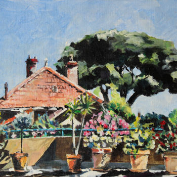 Ζωγραφική με τίτλο "La terrasse" από Pascal Brachet, Αυθεντικά έργα τέχνης, Ακρυλικό