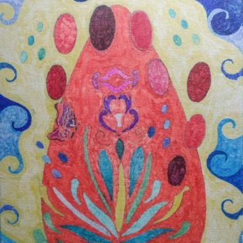 Dibujo titulada "Mighty Leaf" por Sara Lamothe (Savant Artist), Obra de arte original, Rotulador