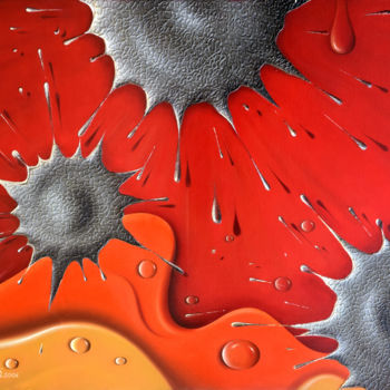 「Silver Drop」というタイトルの絵画 G.Guptaによって, オリジナルのアートワーク, オイル