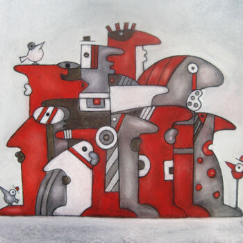 Painting titled "Zinnober" by Nina Boos, Original Artwork, Pastel