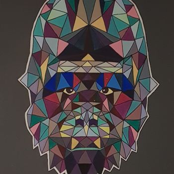 Schilderij getiteld "Gorille géométrique" door Marie Miclo, Origineel Kunstwerk, Acryl