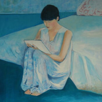 Peinture intitulée "lecture" par Bruno Leblais, Œuvre d'art originale, Huile