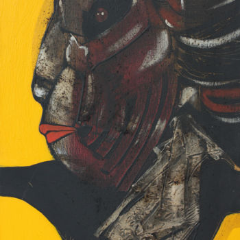 Schilderij getiteld "Warrior of Fire" door Pribi, Origineel Kunstwerk, Acryl