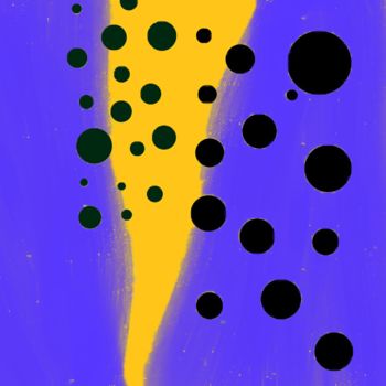 Digital Arts titled "Black Dots - Yellow" by Cila, Original Artwork, Digital Painting