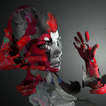 Digital Arts titled "Pain Can Give You P…" by Sergey Lutsenko, Original Artwork, 3D Modeling Mounted on Wood Stretcher frame