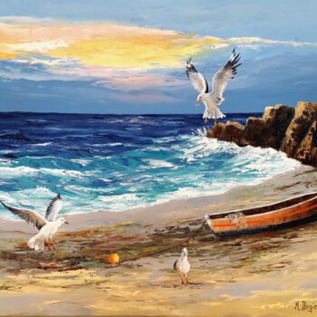 Ζωγραφική με τίτλο "Les oiseaux" από Marc Degieux, Αυθεντικά έργα τέχνης, Λάδι