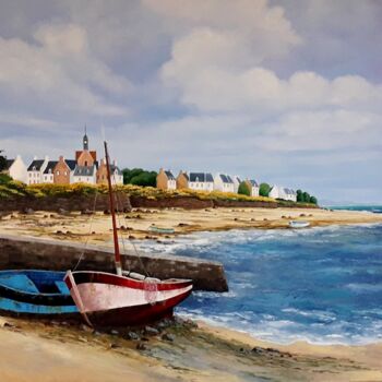Painting titled "L'Ile de Batz" by Marc Degieux, Original Artwork, Oil