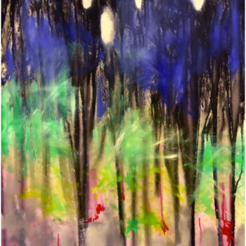 Pittura intitolato "Abstrait forestier…" da Alliet-Delacroix, Opera d'arte originale, Olio
