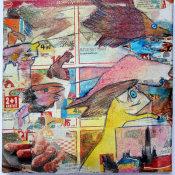 Painting titled ""Supermarché, la fe…" by Véronique Lestoquoy (neko92vl), Original Artwork, Spray paint