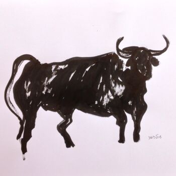 Drawing titled "bull#1" by Janna Shulrufer, Original Artwork, Ink