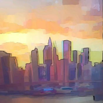 Digital Arts titled "Modern New - York" by Emma Laflute, Original Artwork, Digital Painting