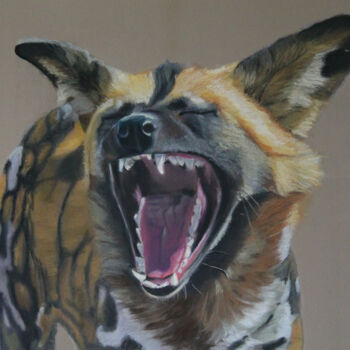 Peinture intitulée "Le  loup peint" par Catherine Costet (Lccat), Œuvre d'art originale, Pastel