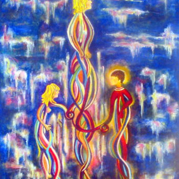 Peinture intitulée "la-maman-arylic-on-…" par Marianne Charlotte Mylonas-Svikovsky (Marlo), Œuvre d'art originale, Acrylique