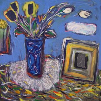 Painting titled "Grand Vase" by Pierre-Yves Beltran, Original Artwork, Acrylic Mounted on Wood Stretcher frame