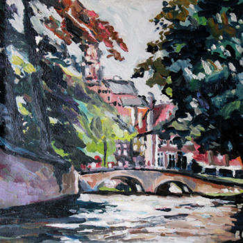 Peinture intitulée "Bruges" par Pascal Brachet, Œuvre d'art originale, Huile