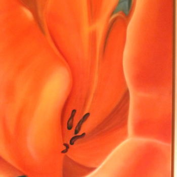 Malerei mit dem Titel "Tulpe in orange" von Urs, Original-Kunstwerk, Acryl