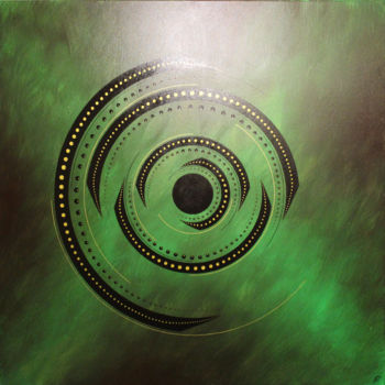 Peinture intitulée "Rotation verte" par Jonathan Pradillon, Œuvre d'art originale, Acrylique Monté sur Châssis en bois