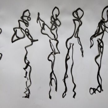 Dessin intitulée "Danseurs" par Catherine Dufrene (Katy), Œuvre d'art originale