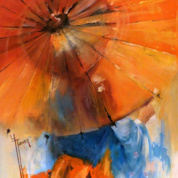 Painting titled ""Promenade"" by Yveline Javer, Original Artwork, Oil