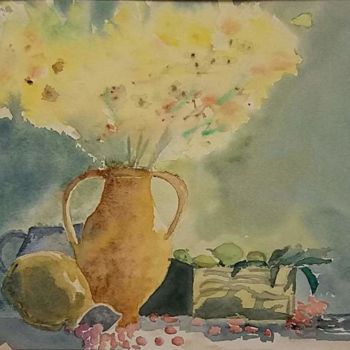 Malerei mit dem Titel "Les délices" von Pascale Coutoux, Original-Kunstwerk, Aquarell