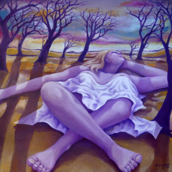 Ζωγραφική με τίτλο "vrouw&landschap2.jpg" από Lex Veen, Αυθεντικά έργα τέχνης, Λάδι