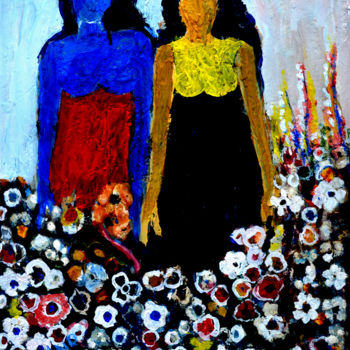 Schilderij getiteld "FLORAL QUEENS-2" door Anandswaroop Manchiraju, Origineel Kunstwerk, Anders