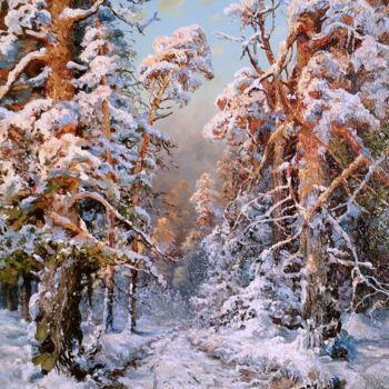 Painting titled "winter" by Artur Karkovskiy, Original Artwork, Oil